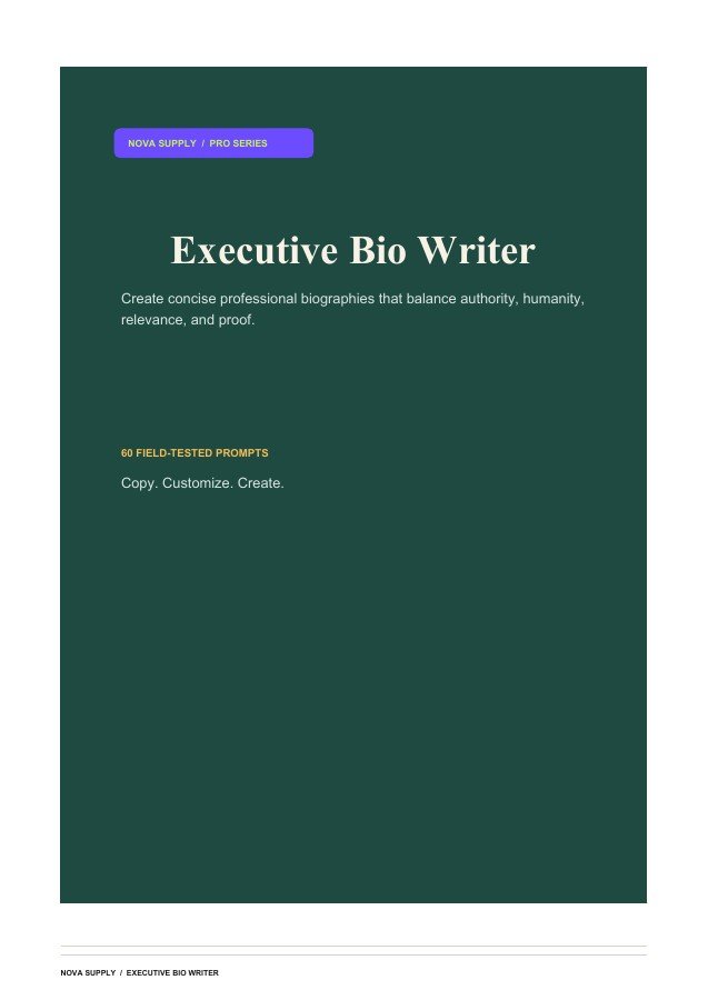 Executive Bio Writer digital product cover