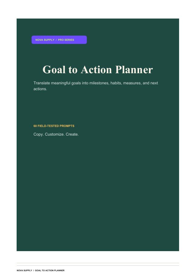 Goal to Action Planner digital product cover