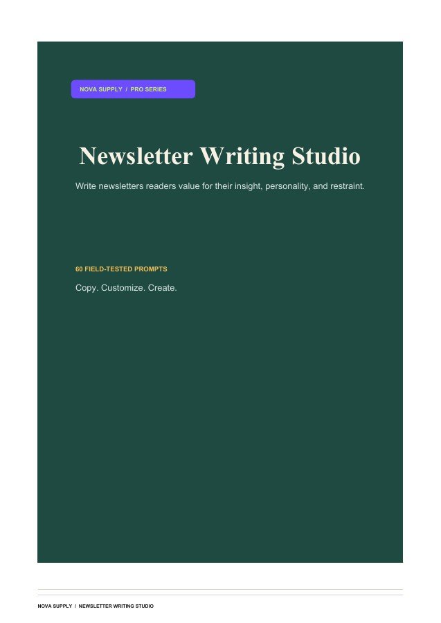 Newsletter Writing Studio digital product cover
