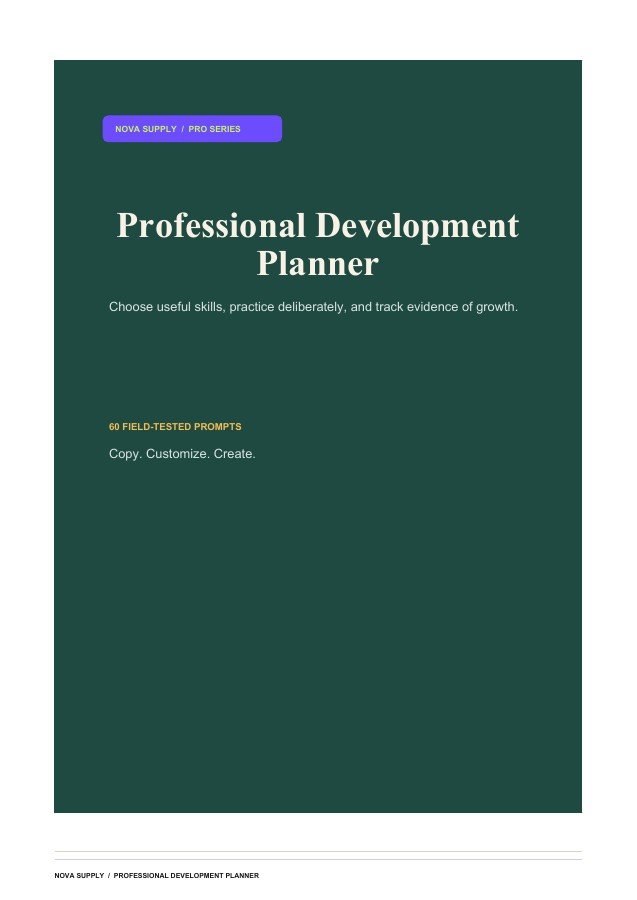 Professional Development Planner digital product cover
