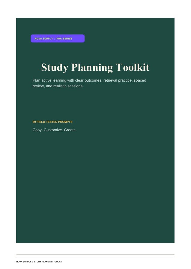 Study Planning Toolkit digital product cover